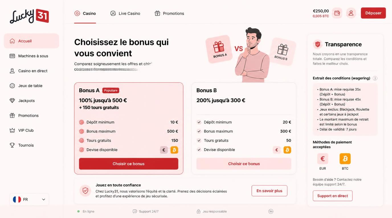Un joueur français examine les détails des bonus pour en évaluer la transparence